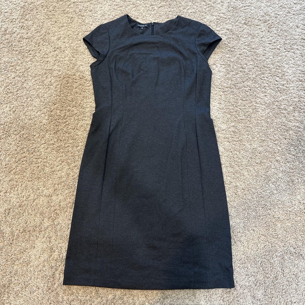 Lafayette 148 New York Dress Womens‎ 10 Gray Sheath Short Sleeve Work Office